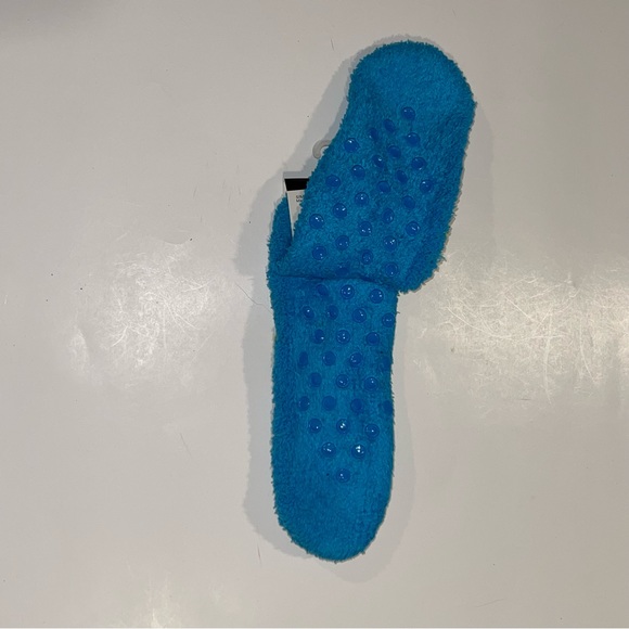 GMA Accessories Blue & Green Slipper Socks with Grippers, Size S/M - Picture 2 of 3